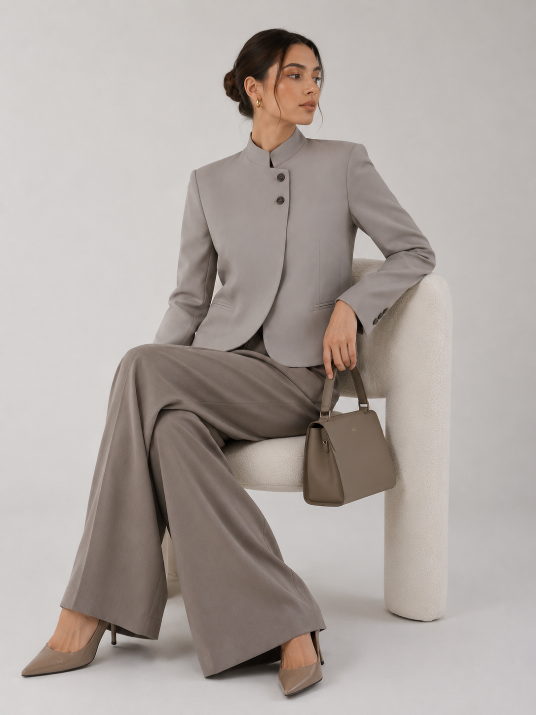 Stand-Collar Button-Front Jacket