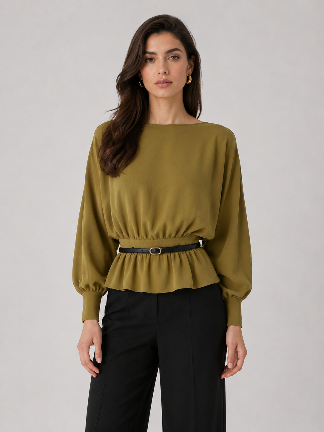Belted Boat-Neck Knit Jumper