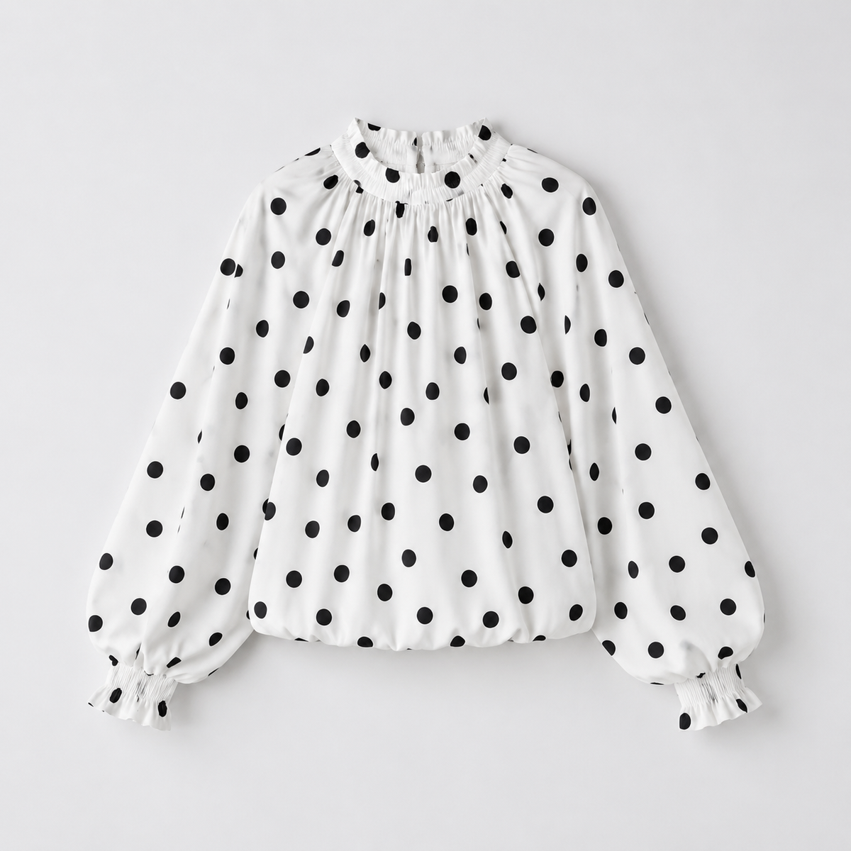 Gathered Polka-Dot Blouse