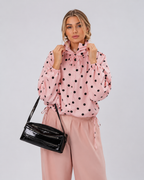 Drawstring Polka-Dot Blouse