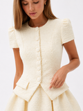 Premium Bouclé Tweed Peplum Mini Dress