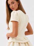 Premium Bouclé Tweed Peplum Mini Dress