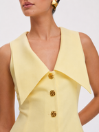 Tailored Pointed-Collar Button-Front Mini Dress