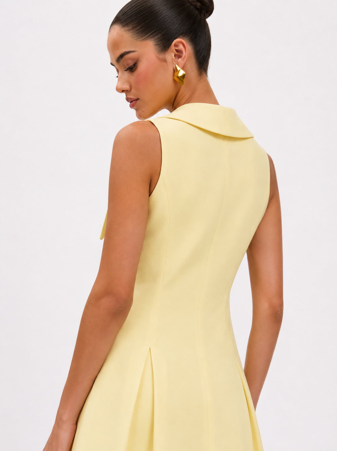 Tailored Pointed-Collar Button-Front Mini Dress