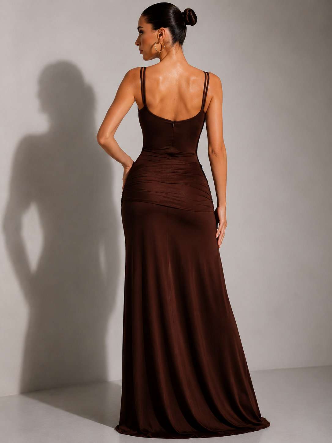 Minimalist Drape Waist Midi Dress