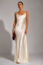 Draped Front-Slit Midi Dress