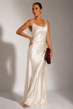 Draped Front-Slit Midi Dress