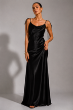 Draped Front-Slit Midi Dress
