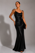 Draped Front-Slit Midi Dress