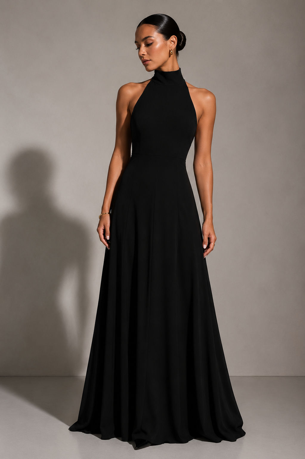 High-Neck Open-Back Maxi Dress