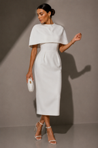 Structured Cape Midi Dress