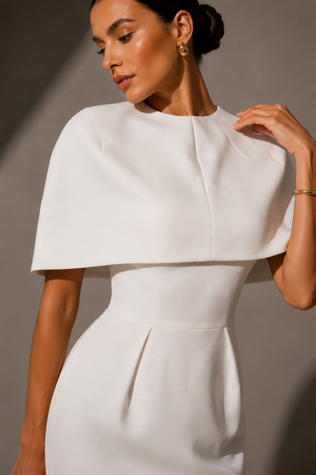 Structured Cape Midi Dress