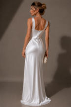 Satin Drape Neck Maxi Dress