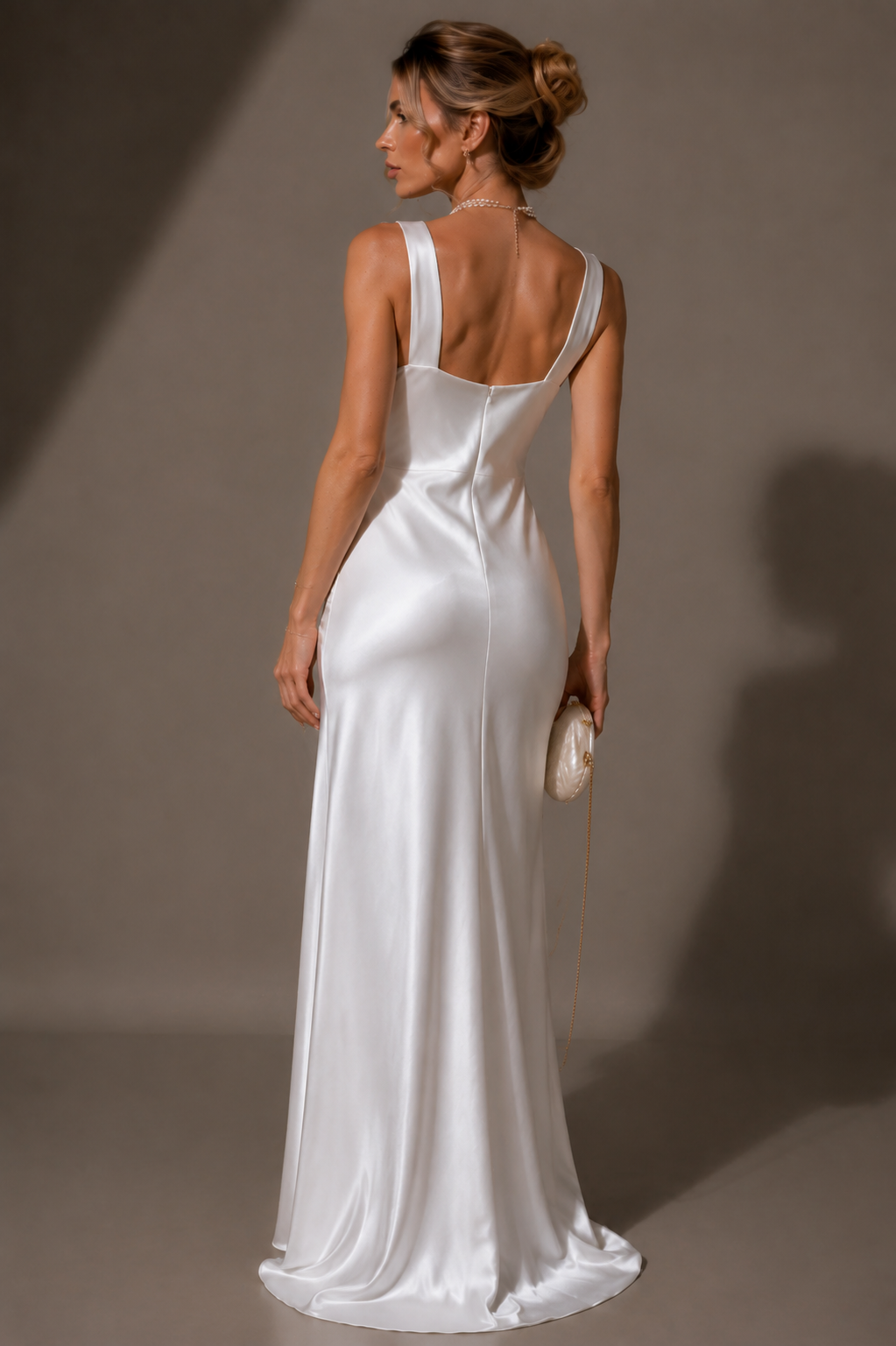 Satin Drape Neck Maxi Dress