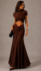 Ruched Cut-Out Maxi Dress