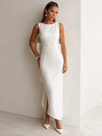 Open-Back Bow Detail Column Maxi Dress