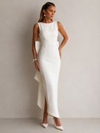 Open-Back Bow Detail Column Maxi Dress
