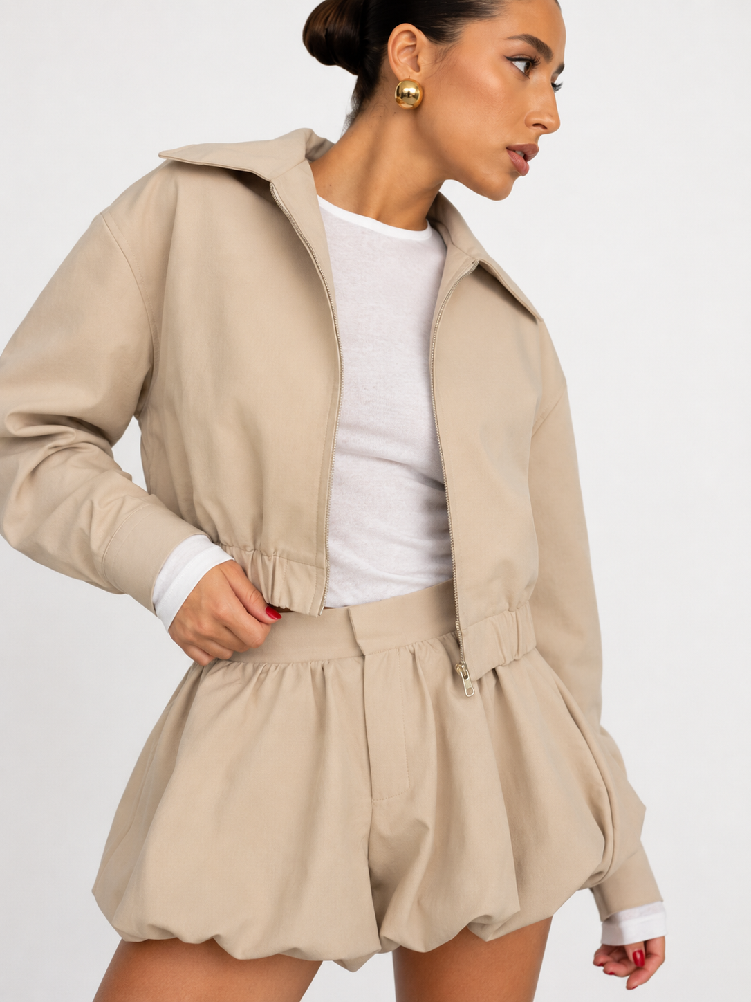 Zip-Up Utility Jacket and Mini Skirt Co-ord