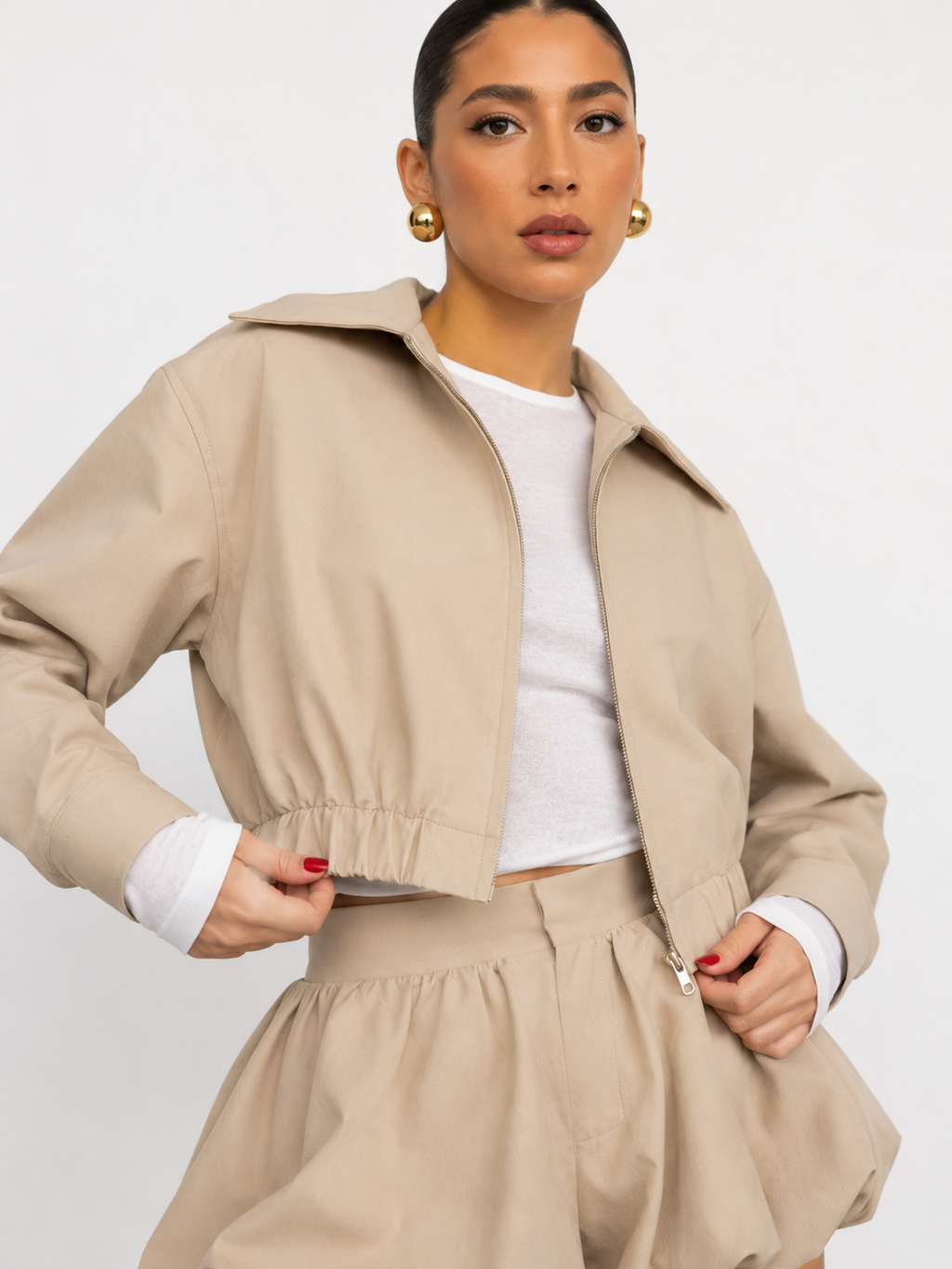 Zip-Up Utility Jacket and Mini Skirt Co-ord