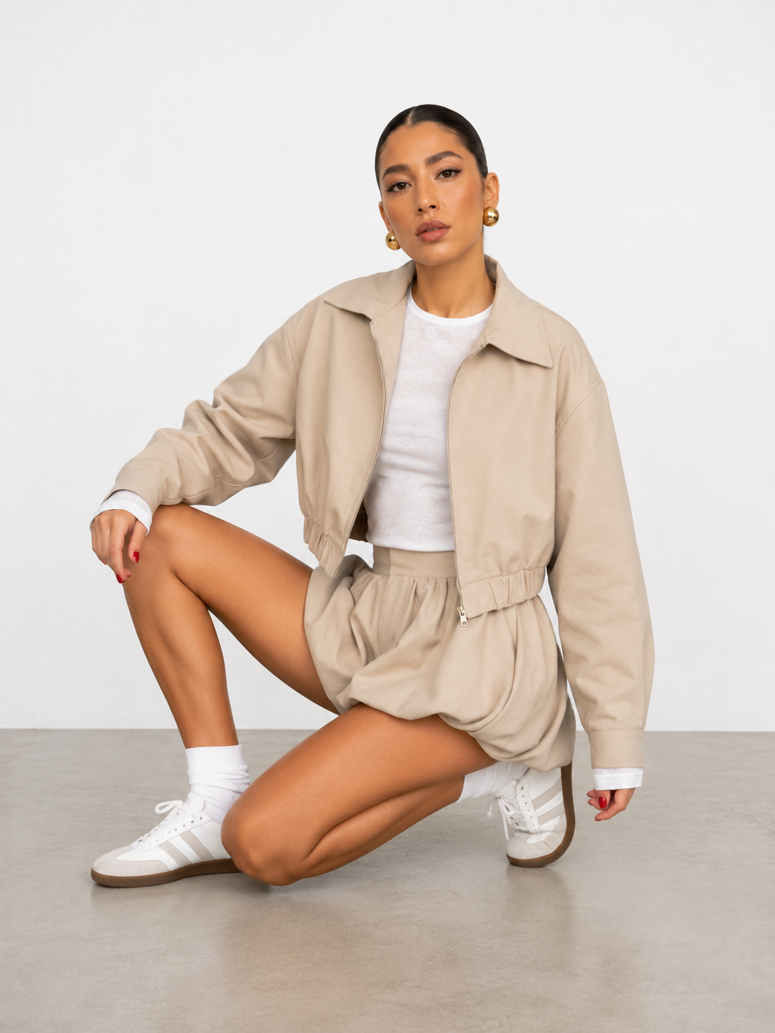 Zip-Up Utility Jacket and Mini Skirt Co-ord