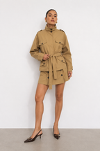 Multi-Pocket Field Jacket and Buttoned Mini Skirt Co-ord