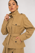 Multi-Pocket Field Jacket and Buttoned Mini Skirt Co-ord