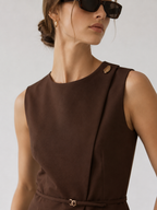 Sleeveless Asymmetric Peplum Top and Wide-Leg Trouser Set