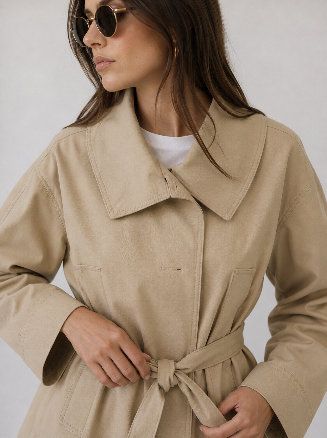 Trench Jacket and Plissé Mini Skirt Co-ord