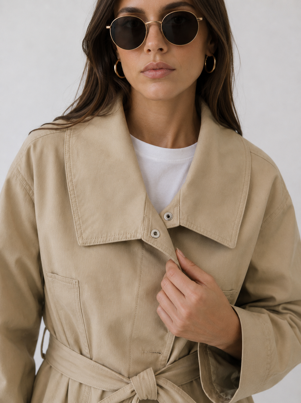 Trench Jacket and Plissé Mini Skirt Co-ord