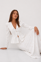 Floral Peplum Blouse and Column Maxi Skirt Set