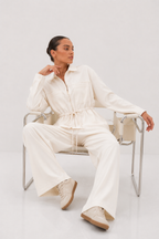 Cinched Utility Jacket and Wide-Leg Trouser Set