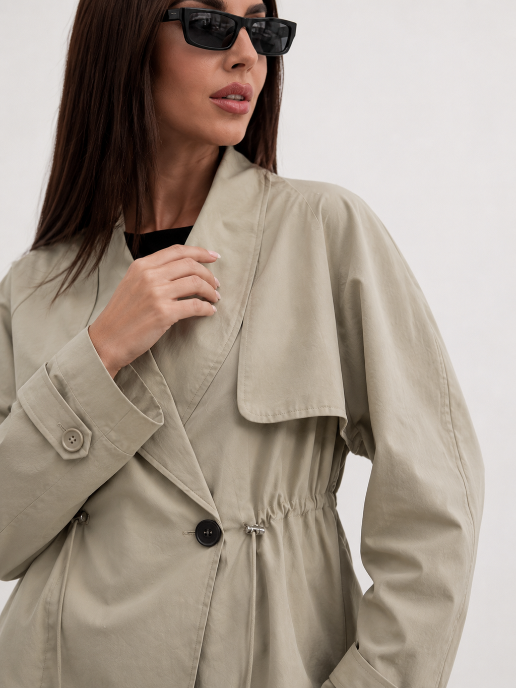 Minimalist Beige Short Trench Coat