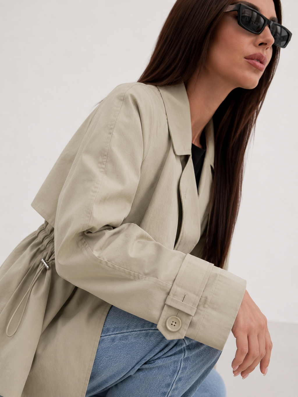 Minimalist Beige Short Trench Coat