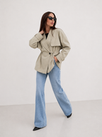 Minimalist Beige Short Trench Coat