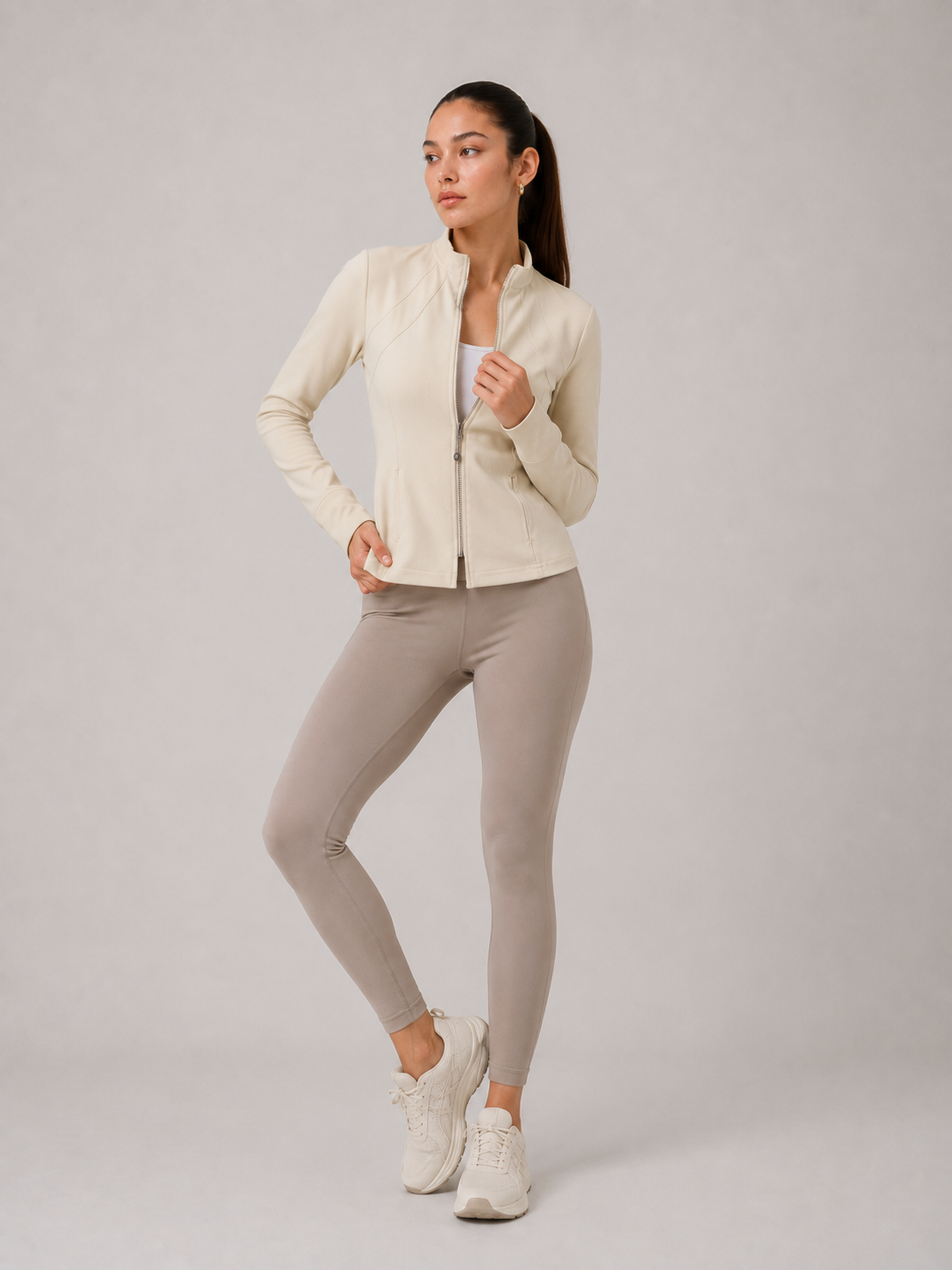 Sculpted High-Neck Zip Jacket