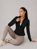 Sculpted High-Neck Zip Jacket