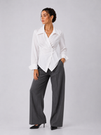 Asymmetric Striped Wrap Shirt
