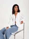 Sculptural Ruffle Poplin Blouse