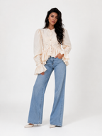 Sculptural Ruffle Poplin Blouse