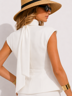Scarf-Neck Peplum Waistcoat and Mini Skirt Set