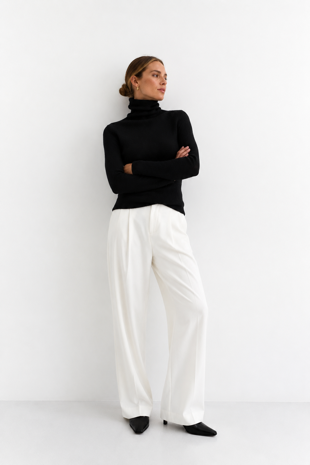 Ribbed Soft-Knit Roll Neck Jumper