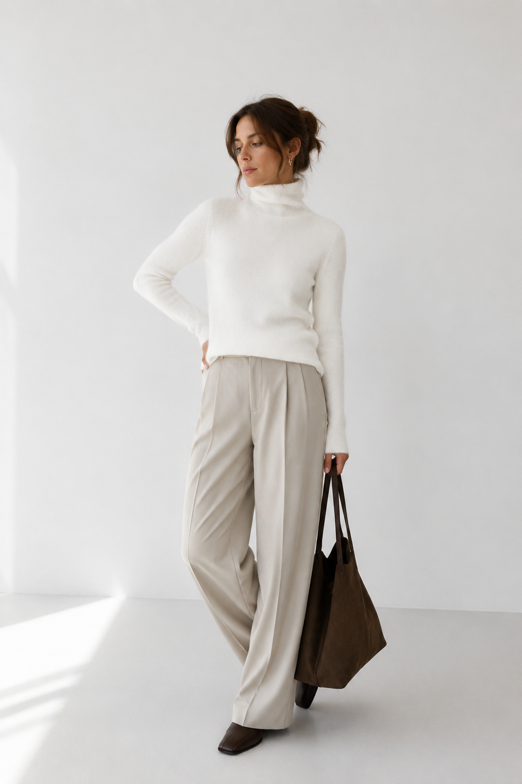 Ribbed Soft-Knit Roll Neck Jumper