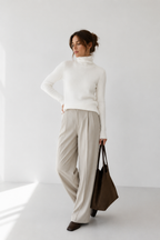 Ribbed Soft-Knit Roll Neck Jumper