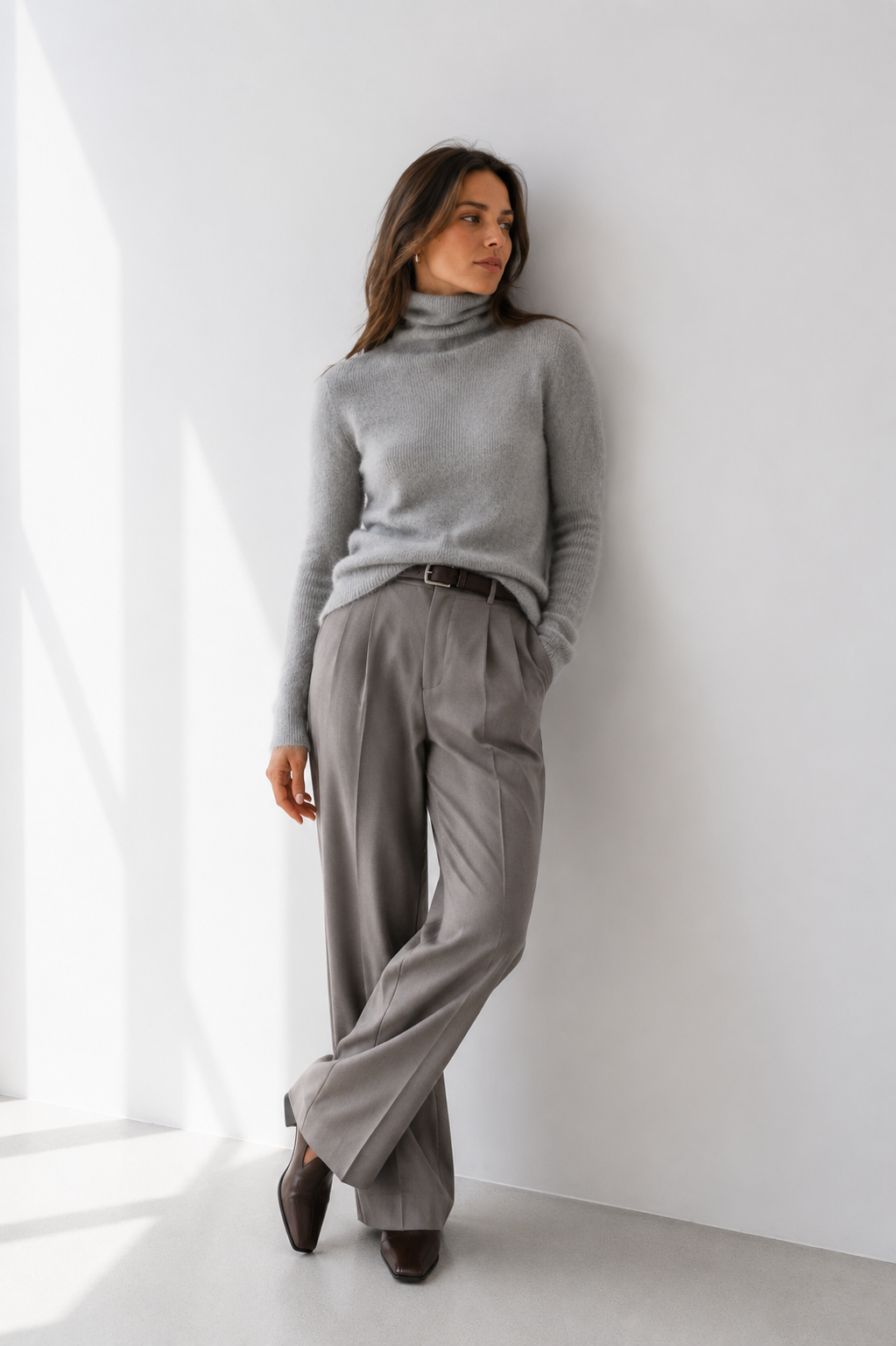 Ribbed Soft-Knit Roll Neck Jumper