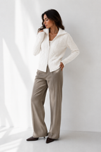 Cable-Knit Zip-Front Wool Cardigan