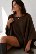 Asymmetric Draped Knit Poncho