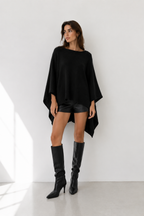 Asymmetric Draped Knit Poncho