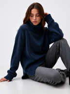Chenille Ribbed Polo Neck Jumper