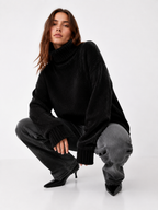 Chenille Ribbed Polo Neck Jumper