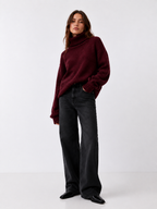 Chenille Ribbed Polo Neck Jumper